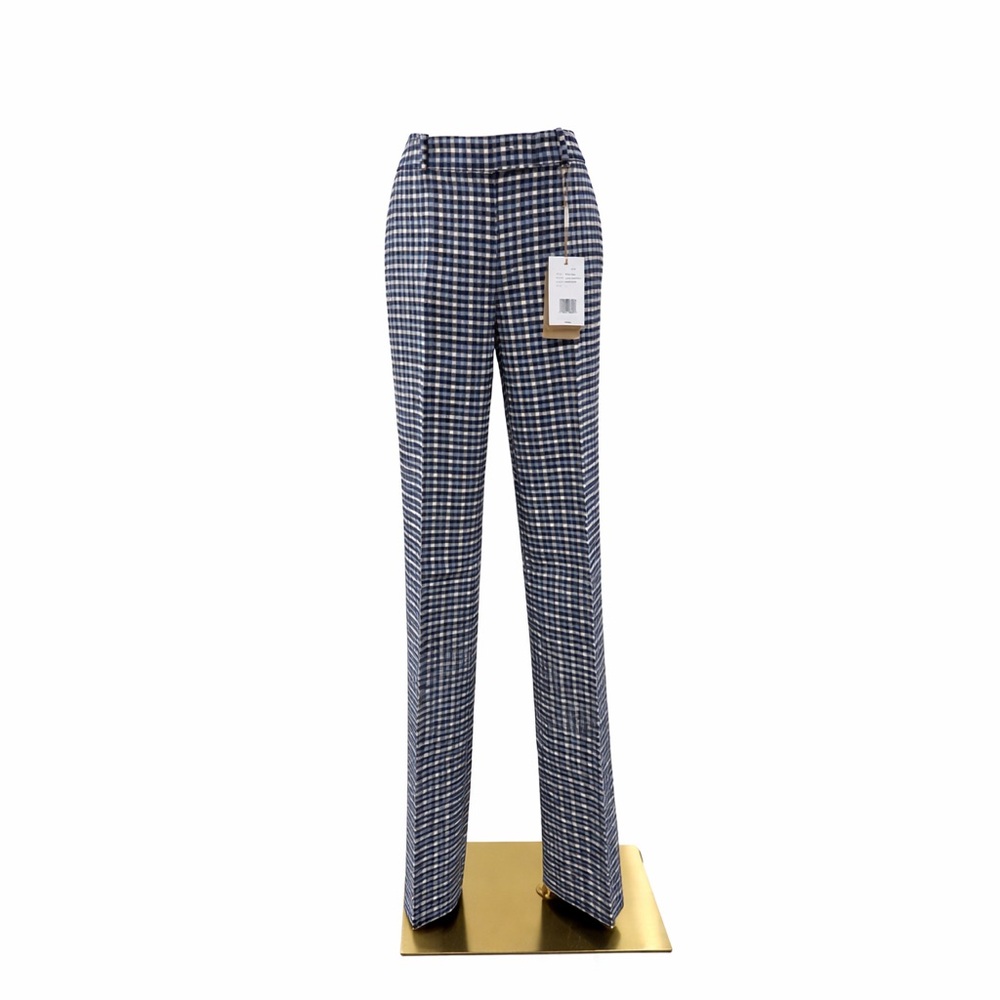 Michael Kors Collection High Waist Gingham Blue White Check Plaid Tailored Pants - Picture 4 of 16